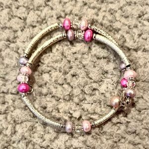 Vantel Pearls Silver Tone Wrap Around Bracelet